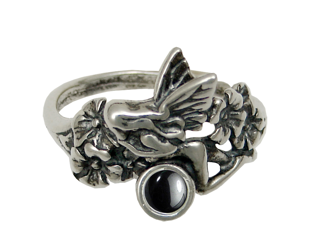 Sterling Silver Garden Fairy Ring With Hematite Size 10